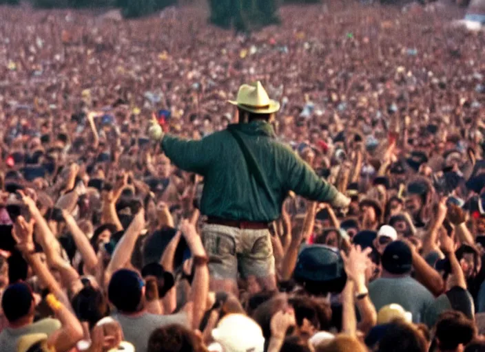 Image similar to photo still of smokey the bear amd fred durst on stage at woodstock 9 9!!!!!!!! at age 3 3 years old 3 3 years of age!!!!!!!! crowd surfing, 8 k, 8 5 mm f 1. 8, studio lighting, rim light, right side key light