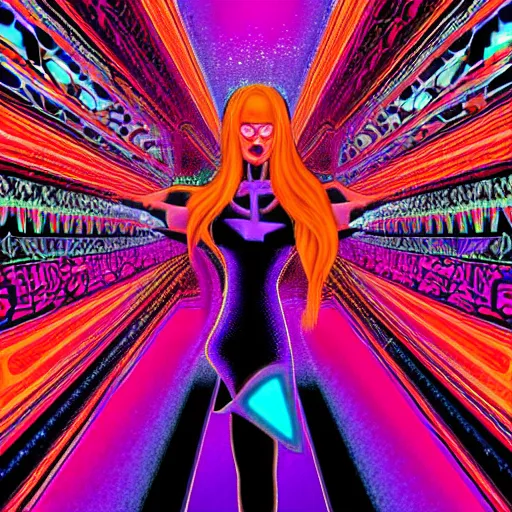 Prompt: DMT entity champion blog girl splashart by Alex Gray