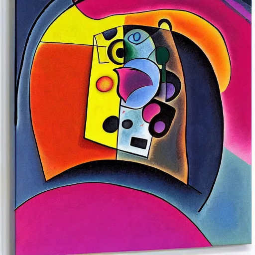 Image similar to face; a 3d abstract sketch by Kandinsky; tears in eyes