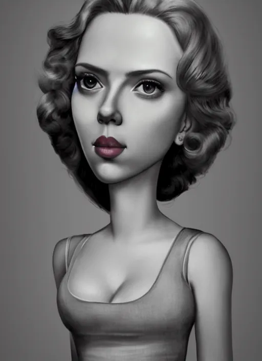 Image similar to scarlett johansson as a mark ryden doll, detailed digital art, trending on Artstation