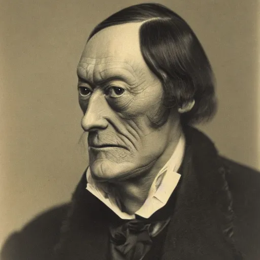 Image similar to photo of Sir Richard Owen visiting horniman museum in London , ultra realistic , sharp-focus , with depth of field, symmetrical faces, rule of thirds , renderman , hd, ultra-hd,