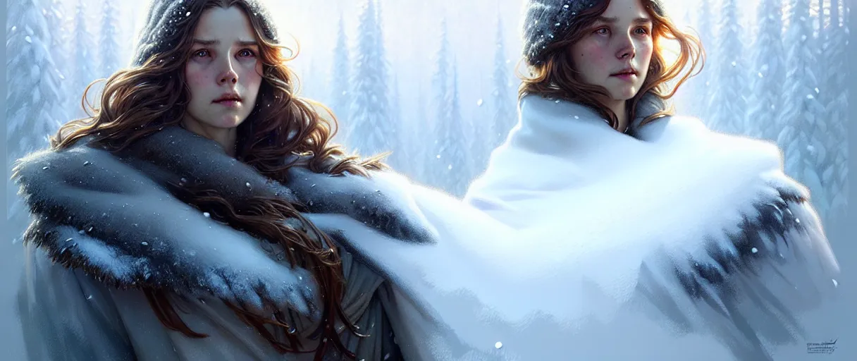 Image similar to ultra realistic illustration, winter is coming, advertising poster, highly detailed, digital painting, artstation, concept art, smooth, sharp focus, illustration, art by artgerm and greg rutkowski and alphonse mucha