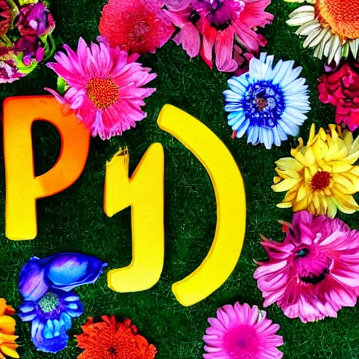 Image similar to the letter a made of colorful flowers.
