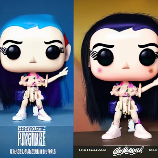 Image similar to Grimes as a Funko pop, photorealistic imagery, trending on artstation, vivid colors, lambent lighting, 4k, 8k, 35mm photography.