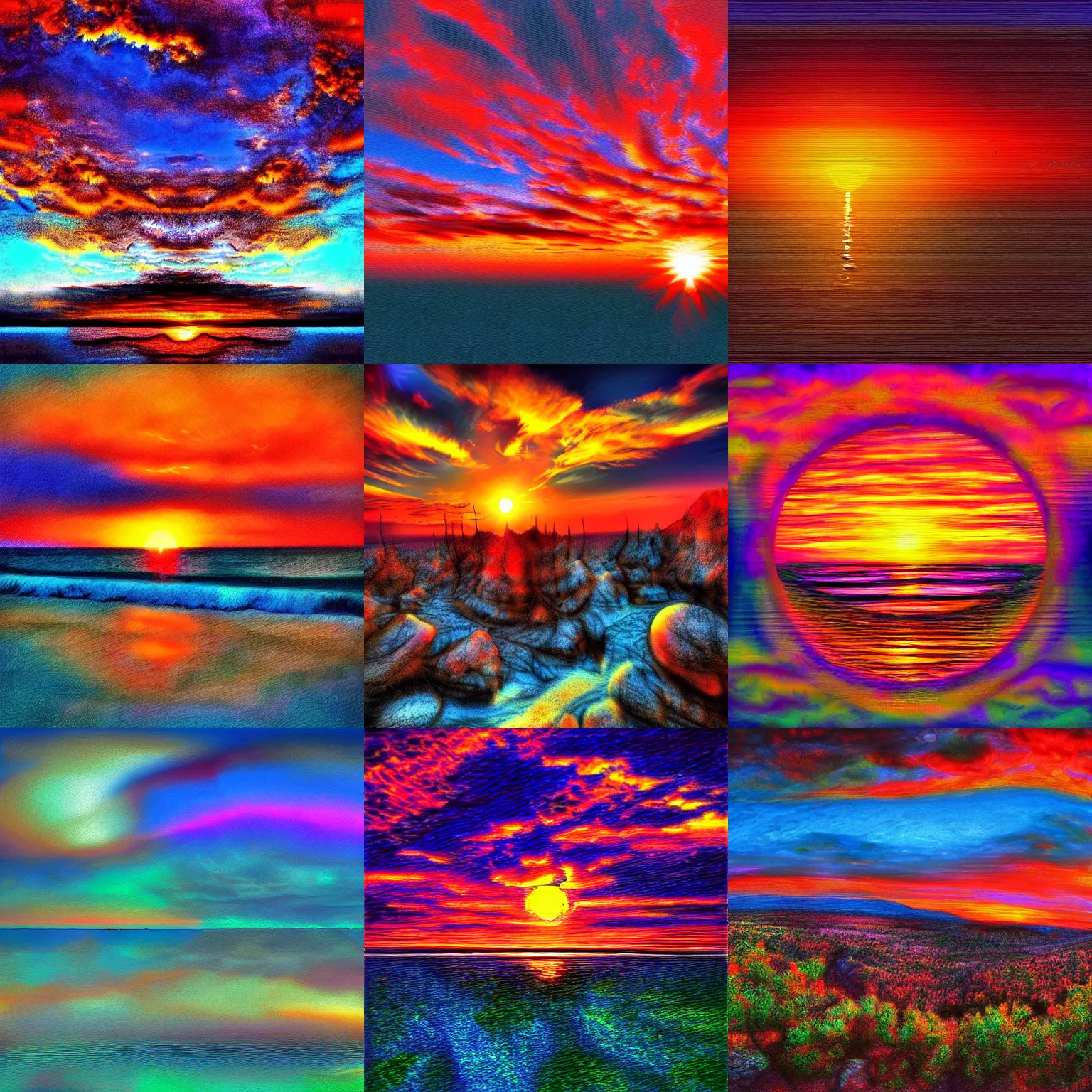 Prompt: a beautiful sunset, in the style of deep dream