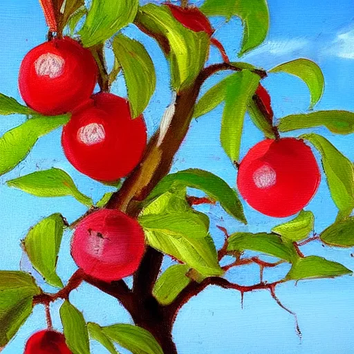 Prompt: high detail oil painting of fruit tree