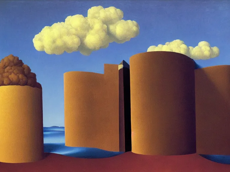 Image similar to room full of clouds, painting by rene magritte, centered, high detail, high resolution