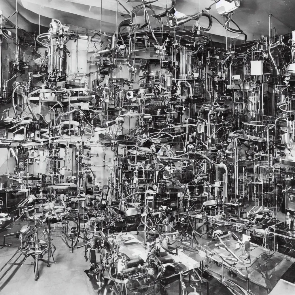 Prompt: interior photo of alien laboratory with strange devices