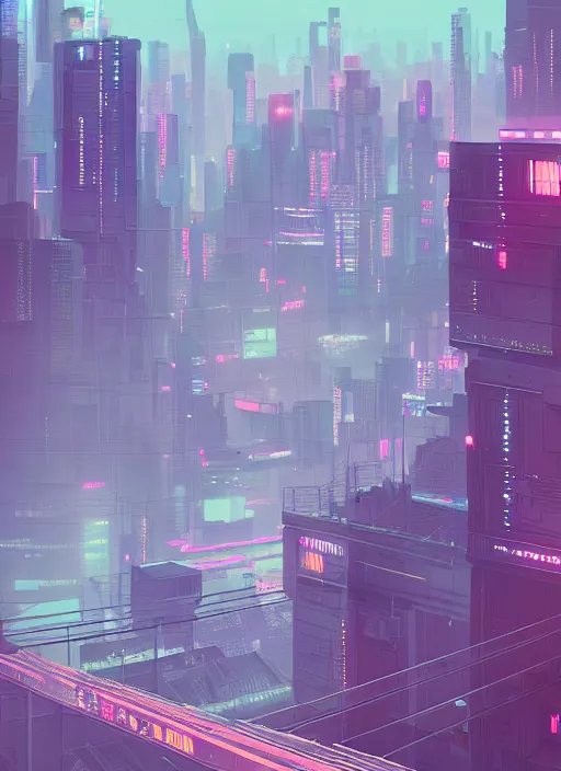 Image similar to a man standing on top of a bridge over a city, cyberpunk art by james gilleard, cgsociety, retrofuturism, synthwave, cityscape, 2 d game art