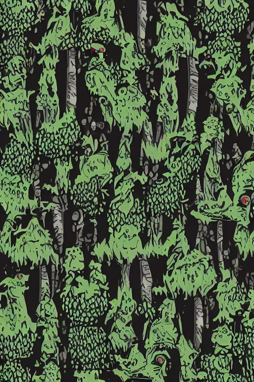 Prompt: goblincore forest pattern,