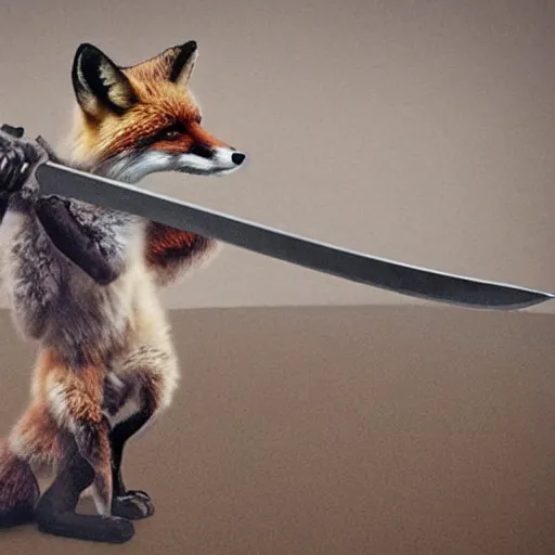 Image similar to fox holding a sword