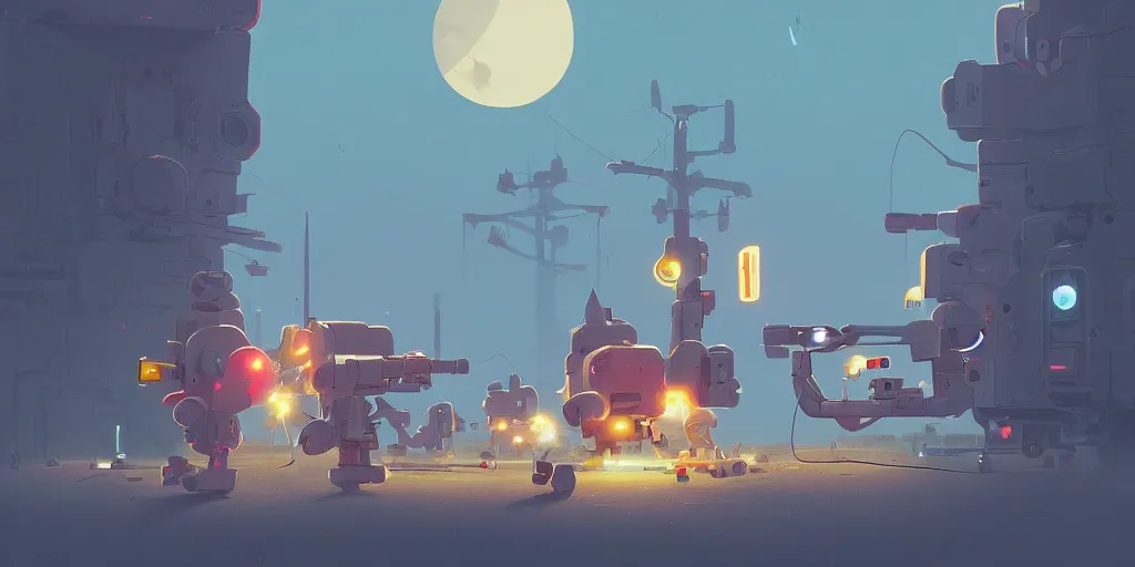 Image similar to space invaders by Goro Fujita and Simon Stalenhag , 8k, trending on artstation, hyper detailed, cinematic