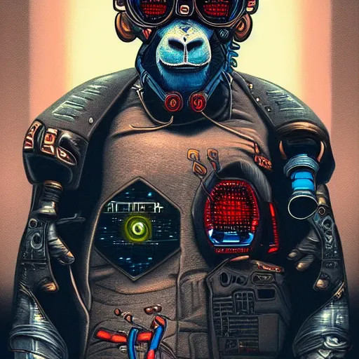 Image similar to cyberpunk monkey, very detailed