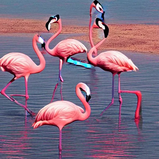 Image similar to flamingo beeple