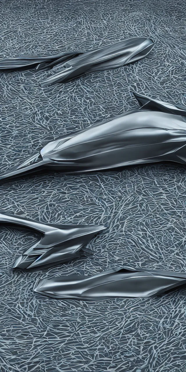 Image similar to A seamless pattern of a futuristic sci-fi concept car by zaha hadid ash thorp khyzyl saleem, futuristic car, Daniel Simon design in the blade runner 2049 film, large patterns, keyshot product render, plastic ceramic material, shiny gloss water reflections, High Contrast, metallic polished surfaces, seamless pattern, white , grey, black and aqua colors, Octane render in Maya and houdini, vray, ultra high detail ultra realism, unreal engine, 4k in plastic dark tilt shift