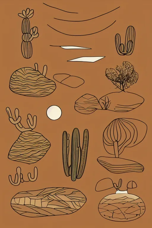 Image similar to minimalist boho style art of a desert, illustration, vector art