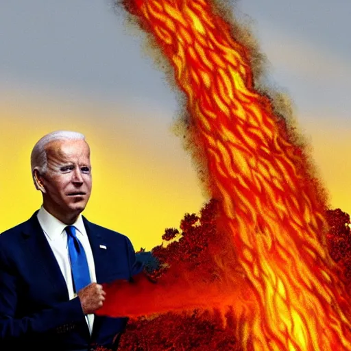 Image similar to joe biden fire extinguisher burning bush moses