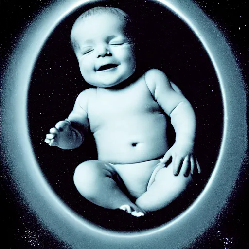 Prompt: an ultrasound of the first child born in latent space