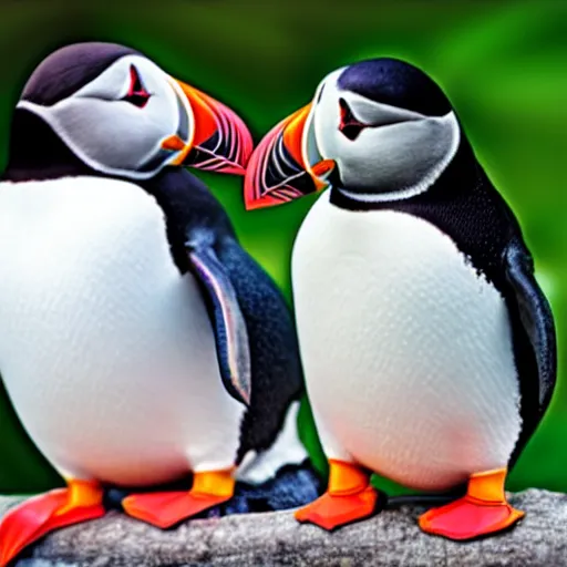 Image similar to puffin sitting next to penguin