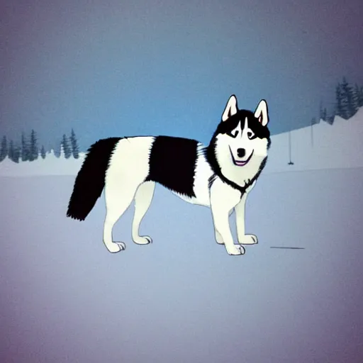 Image similar to husky in the style of south park