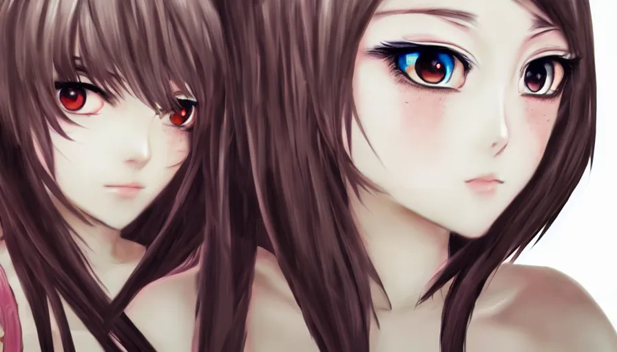 Image similar to cute anime girl, heterochromia, photorealistic