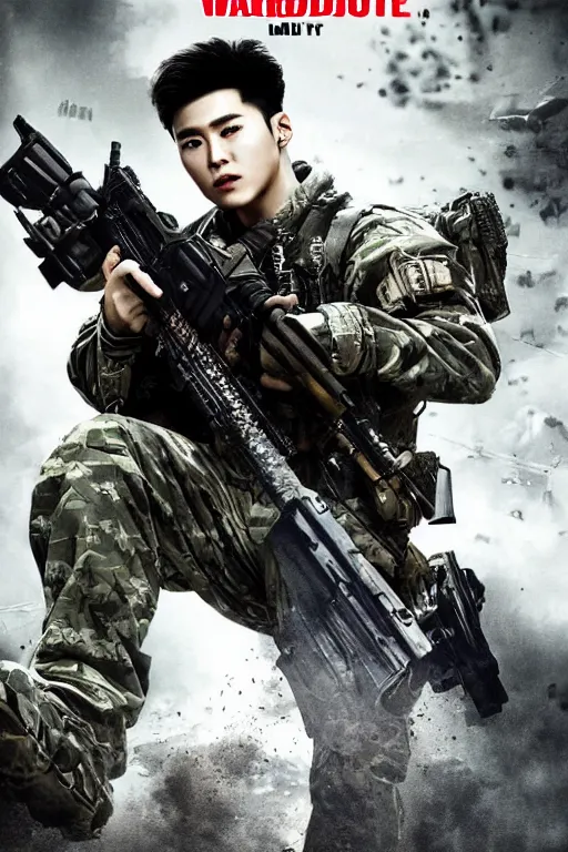 Image similar to cai xukun in call of duty warzone, poster, detailed