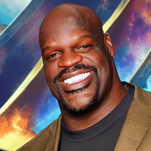 Image similar to shaq o'neal playing thanos in avengers infinity war