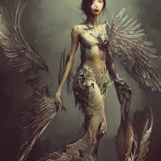 Image similar to very beauty girl asian, wings, hyper detailed, insane details, intricate, elite, elegant, luxury, by ismail inceoglu dragan bibin hans thoma greg rutkowski alexandros pyromallis rene maritte illustrated, perfect face, fine details, realistic shaded, fine - face, pretty face