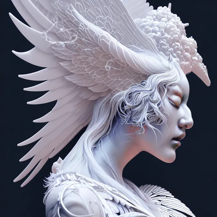 Prompt: stylized art of an psychedelic angelic celestial being by jung gi kim, trending on artstation, winged head, white gold skin, ayahuasca, sacred geometry, esoteric art, watercolor, octane render 8 k