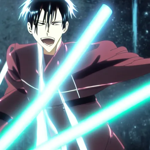 prompthunt: Levi Ackerman from Attack on Titan using lightsabers, anime  screenshot, Mappa studio, beautiful anime, handsome man, 2022 1080p, full hd  screenshot