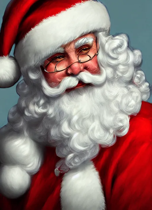 Image similar to digital _ painting _ of _ female santa clause _ by _ filipe _ pagliuso _ and _ justin _ gerard _ symmetric _ fantasy _ highly _ detailed _ realistic _ intricate _ port