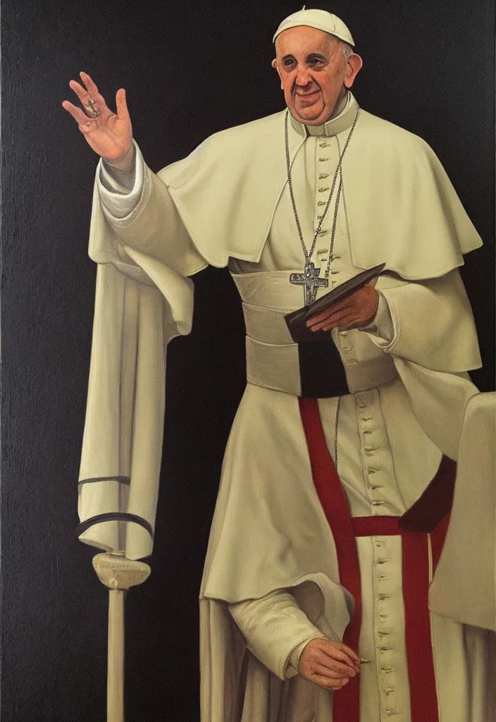 Prompt: portrait of pope francis black background extremely detailed oil painting by sandro boticelli old master