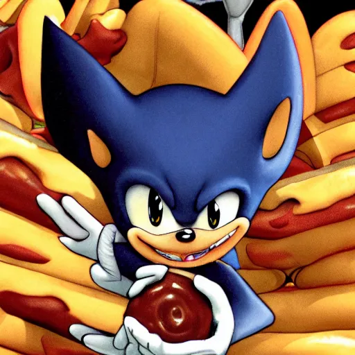 Image similar to rouge the bat from sonic eating a chili dog