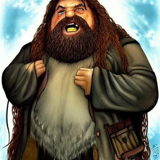 Image similar to epic very beautiful art of ps 1 hagrid