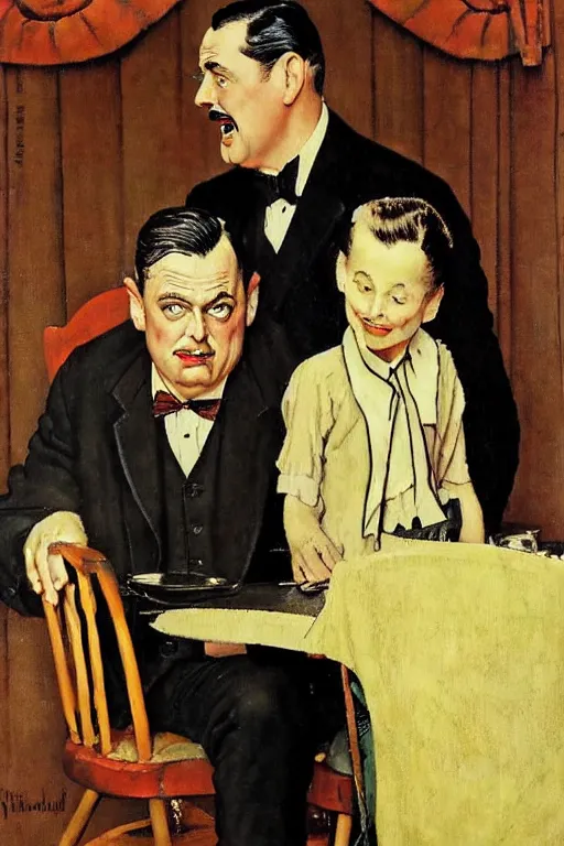 Prompt: uncle foster addams painted by norman rockwell