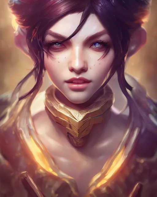 Image similar to league of legends portrait, au naturel, hyper detailed, digital art, trending in artstation, cinematic lighting, studio quality, smooth render, unreal engine 5 rendered, octane rendered, art style by klimt and nixeu and ian sprigger and wlop and krenz cushart.