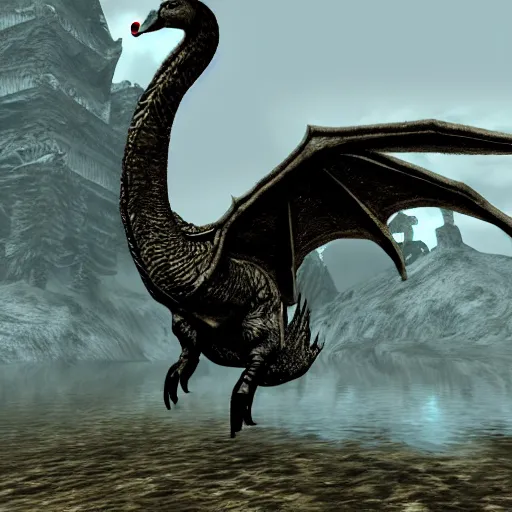 Image similar to Alduin as a Goose in Skyrim