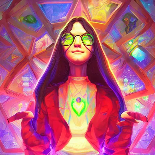 Image similar to skill magic geek inside matrix deepdream radiating a glowing aura stuff loot legends stylized digital illustration video game icon artstation lois van baarle, ilya kuvshinov, rossdraws,