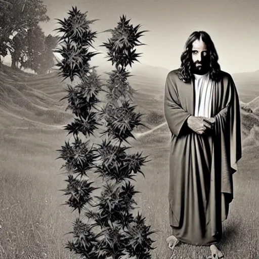 Image similar to joe rogan photography of lord and savior jesus christ, serious weed smoking.