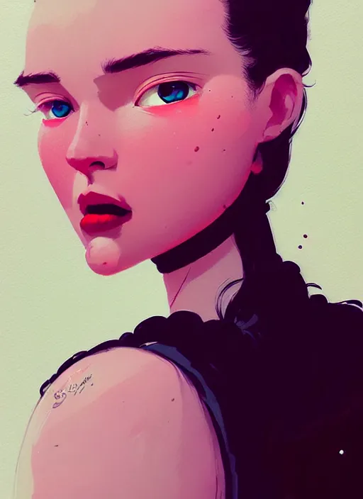 Image similar to highly detailed portrait of camber 2 with scarlet lips making a pogchamp face, poggers, photographic realistic background, ringlet hair by atey ghailan, by greg rutkowski, by greg tocchini, by james gilleard, by joe fenton, by kaethe butcher, gradient pink, black, cream and white color scheme, trending in instagram, award winning details