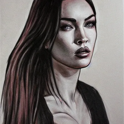 Prompt: charcoal painting of megan fox | horror