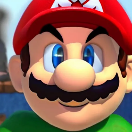 Prompt: still of a mario from super mario videogames as an npc in skyrim, close up