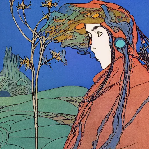 Image similar to nausicaa of the valley of the wind by Harry Clarke