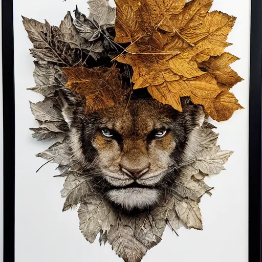 Image similar to golden leaves at frame border, creative!!! composition for a book cover, absurdly beautiful, ultrafine hyperrealistic detailed animal face by wlop and artgerm and greg rutkowski, intricate linework, sharp focus, smooth, octopath traveler, final fantasy, unreal engine, dramatic lighting, ethereal, 8 k