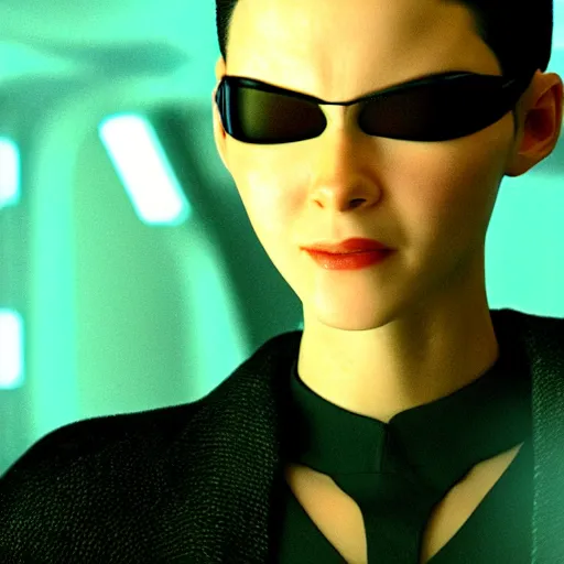 Image similar to a hyperrealistic 3D octane render of Neo from the Matrix using a telepgraph machine, photorealistic, 8k, unreal engine