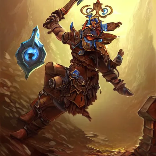 Prompt: a warrior falling into a deadly metal trap door, chained trap door, hearthstone art style, epic fantasy style art, fantasy epic digital art