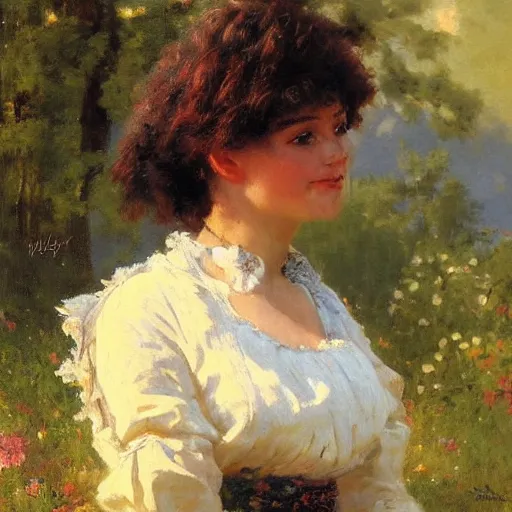 Image similar to a portrait of a character in a scenic environment by nikolay makovsky