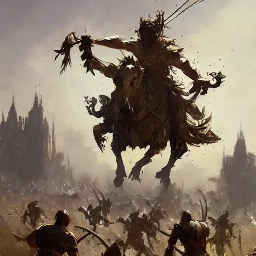 Image similar to a moving siege tower firing giant arrows, cartwheels, epic fantasy style art by Craig Mullins, fantasy epic digital art, epic fantasy card game art by Greg Rutkowski