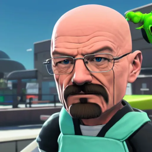 Prompt: walter white as a splatoon inkling, wide shot, in game screenshot, unreal engine, high definition