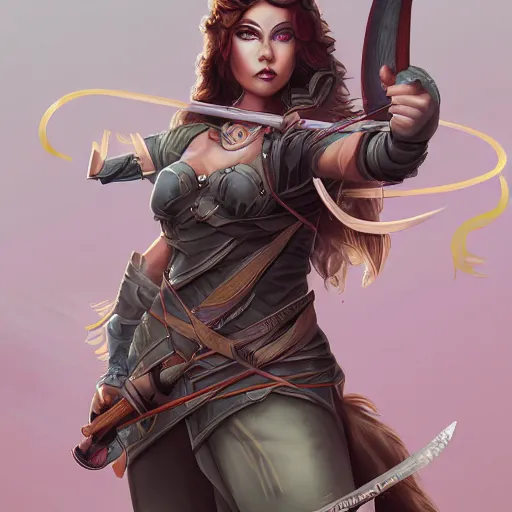 Prompt: a female archer, cute, fantasy, intricate, elegant, highly detailed, centered, digital painting, artstation, concept art, smooth, sharp focus, illustration, art by AbyssWolf